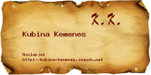 Kubina Kemenes névjegykártya